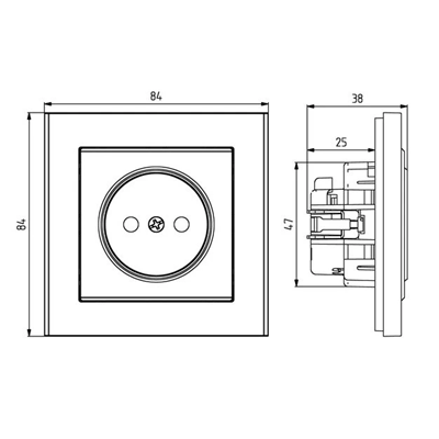SONATA Single socket with shutters, white, equipped with shutters for current paths