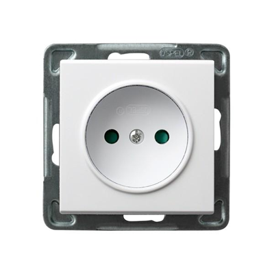 SONATA Single socket with shutters, white, equipped with shutters for current paths