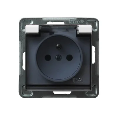 SONATA Splashproof socket with grounding white, without frame, transparent cover
