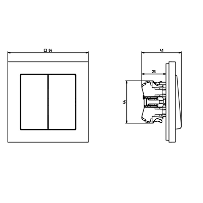 SONATA Stair switch + single-pole black metallic, without frame