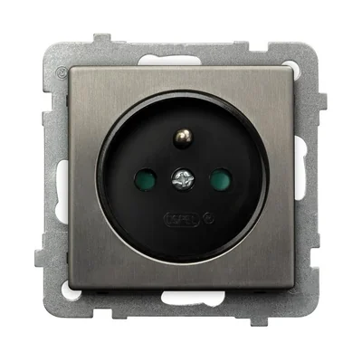 SONATA STAL INOX Gniazdo pojedyncze z uziemieniem, stal inox, wyposażone w przesłony torów prądowych