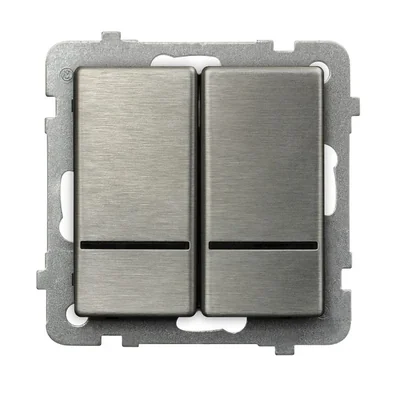 SONATA STAL INOX Łącznik dwugrupowy, świecznikowy, z podś stal inox, bez ramki