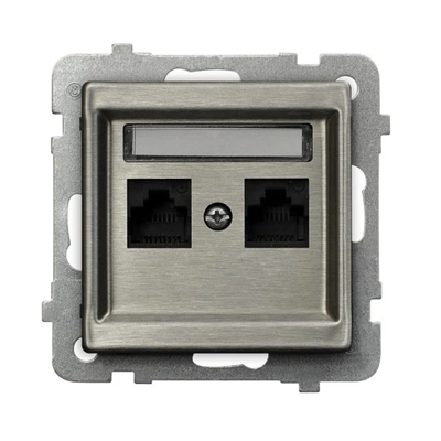 SONATA STEEL INOX Double computer socket, cat. 5e, stainless steel, without frame