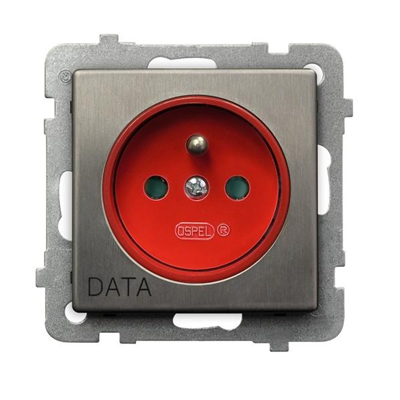 SONATA STEEL INOX Single socket with earthing DATA, stainless steel, equipped with shutters for current paths