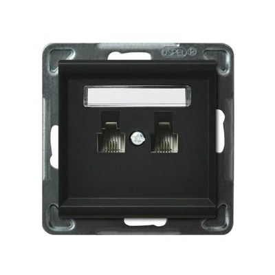 SONATA Telephone socket, double independent, black metallic