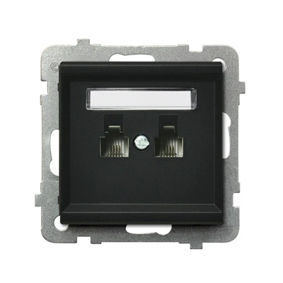 SONATA Telephone socket, double, parallel black metallic