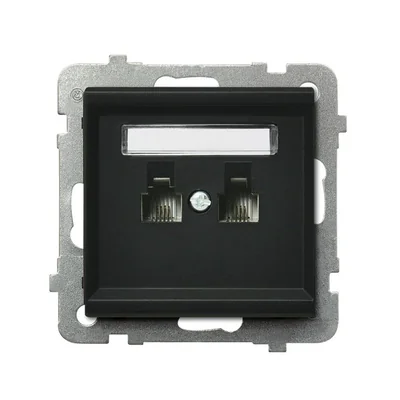 SONATA Telephone socket, double, parallel black metallic