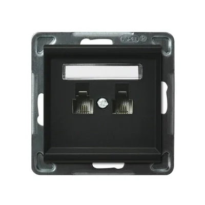 SONATA Telephone socket, double, parallel black metallic