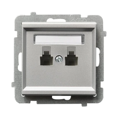 SONATA Telephone socket, double parallel, matt silver