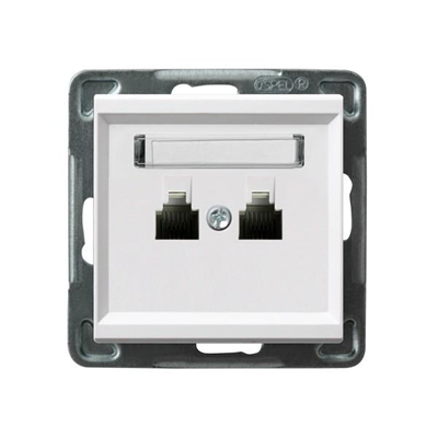 SONATA Telephone socket, double parallel, matt silver