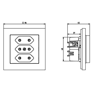 SONATA Triple EURO socket white