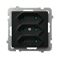 SONATA Triple EURO socket with shutters for current paths, black metallic