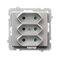 SONATA Triple EURO socket with shutters for current paths, matt silver