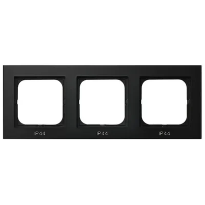 SONATA Triple frame for IP44 switches, black metallic