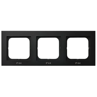 SONATA Triple frame for IP44 switches, black metallic