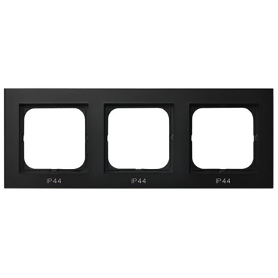 SONATA Triple frame for IP44 switches, black metallic