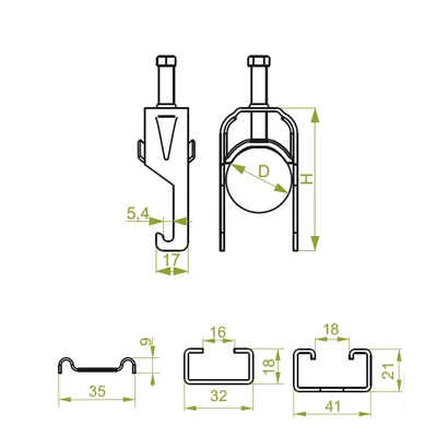 Soporte de clip para cables, UKZ1/UKZO1/16-22