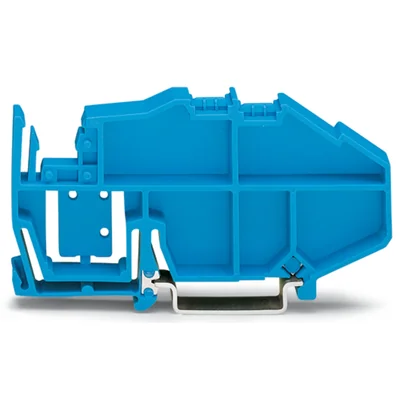 Soporte para barra colectora con función de bloqueo final para montaje a presión en TS 35, azul 777-305
