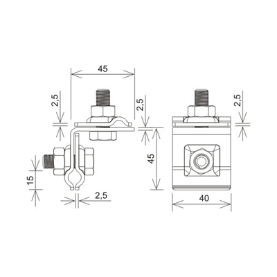 Soporte para chapa M10 x 30 Tornillo Z, cobre