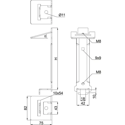 Soporte para panel superior UPG10MC, espesor de la lámina: 3 mm