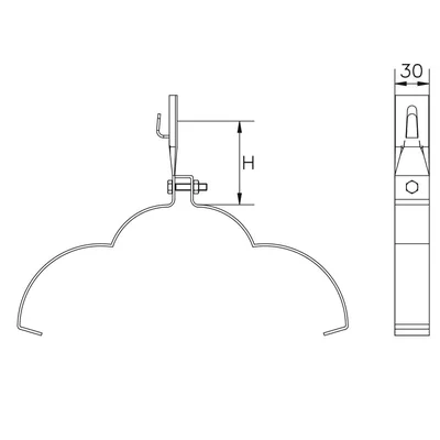 Soporte para teja de cumbrera, abrazadera perfilada; h=8cm /OC/