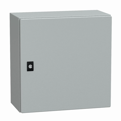 Spacial CRN enclosure with mounting plate 400x400x200mm IP66 IK10 RAL7035