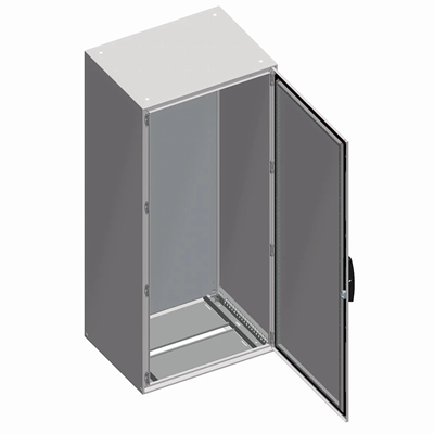 Spacial SM free standing enclosure, solid door with mounting plate 1400x800x300mm