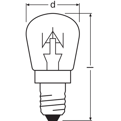 SPC-Röhrenbirne. T26/57 CL 25 klar 25W