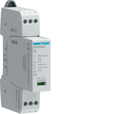 SPD 1P+N arrester with replaceable modules 3kA class 3 with indicator