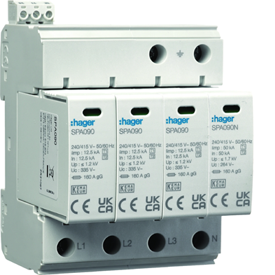 SPD Ogranicznik przepięć warystorowy T1+T2 MOV 4P TN-S/TT 50kA 50kA 1,2kV