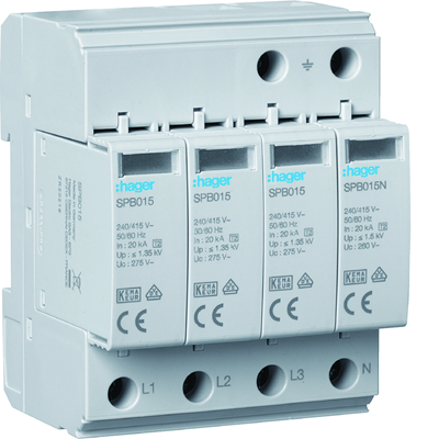 SPD Ogranicznik przepięć warystorowy T2 4P 3+1 TN-S/TT 20kA 1,35kV 275V
