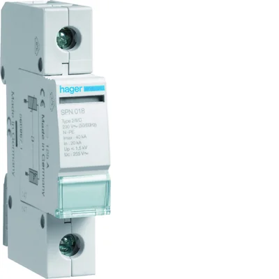 SPD Parafoudre T2 1P Réseau N-PE TT Imax 40kA Up≤1.5kV