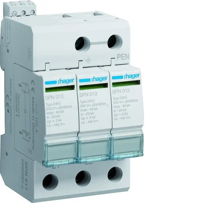 SPD Scaricatore di sovratensione T2 3P rete IT Imax 40kA Up≤2kV Contatto FM