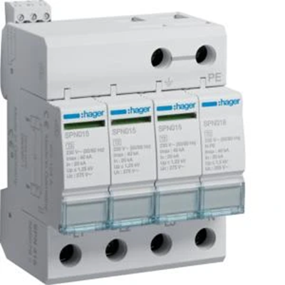 SPD Surge arrester T2 4P TN-S/TT network Imax 40kA Up≤1.25kV FM contact