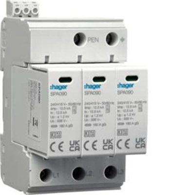 SPD Varistor surge arrester T1+T2 MOV 3P TN-C 37.5kA 50kA 1.2kV