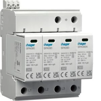 SPD-Varistor-Überspannungsableiter T1+T2 MOV 4P TN-S/TT 50kA 50kA 1,2kV