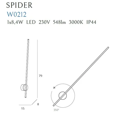 SPIDER Wall lamp 8.4W 548lm 3000K IP44 white