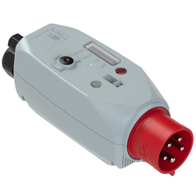 Spina CEE con invertitore di fase con salvamotore, con lampada di segnalazione con spia di rotazione 32A 3P+Z+N 400V 50/60Hz 6h IP44 (campo di regolazione: 6-10A; contattore (AC3): 7,5 Kw)