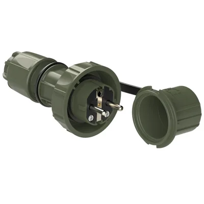 Spina militare portatile NAUTILUS con coperchio UNI-SCHUKO 16A 2P+Z 230V 50/60Hz IP66/68, contatti nichelati