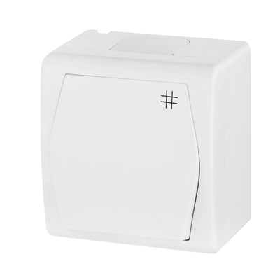 Spínač na povrch, křížově bílý, IP44 HERMES