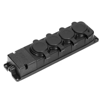 Splash-proof and impact-resistant splitter, IP44, 4x2P+Z, 16A, 230V AC, rubber, flame retardant