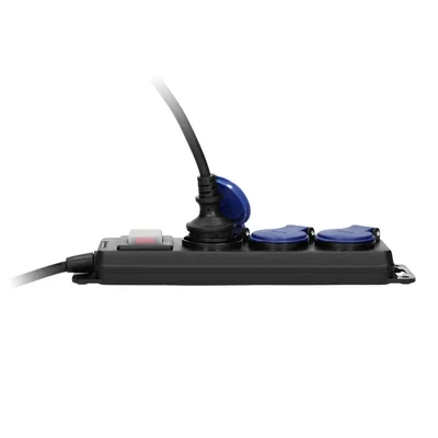 Splash-proof workshop extension cord with IP44 switch, 3 sockets 2P+Z IP44, rubber cable, H05RR-F 3x1.5mm², 3m