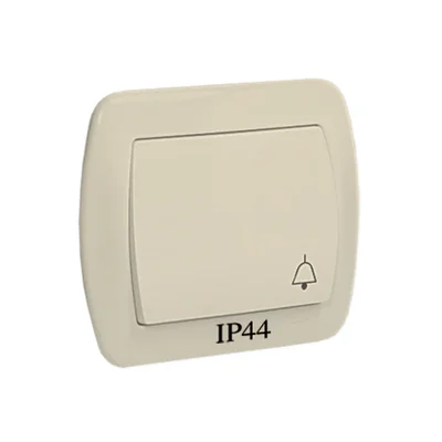 Splashproof bell push button IP44, 10A, 250V, screw terminals, beige