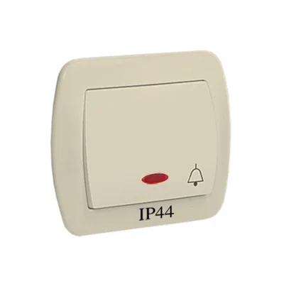 Splashproof doorbell button IP44 with backlight 10A 250V screw terminals beige