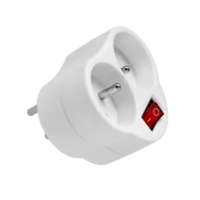 Splitter a 2 vie 2x2P+Z con presa rotonda e interruttore illuminato 250V~/16A bianco RC-20W