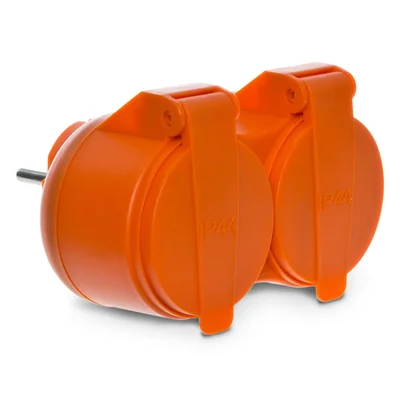 Splitter doppio 2x2P+Z 16A 250V IP 44 arancio