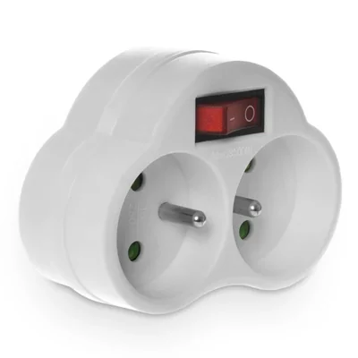 Splitter doppio con interruttore 2x2P+Z 16A 230V bianco