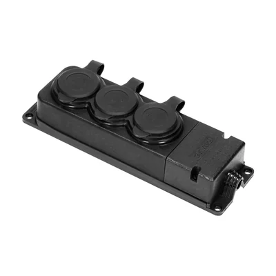 Splitter resistente agli schizzi e agli urti, IP44, 3x2P+Z, 16A, 230V AC, in gomma ignifuga.