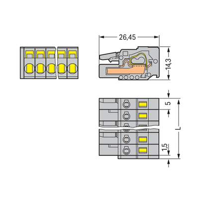 Spring plug, pitch 5mm, 4-way
