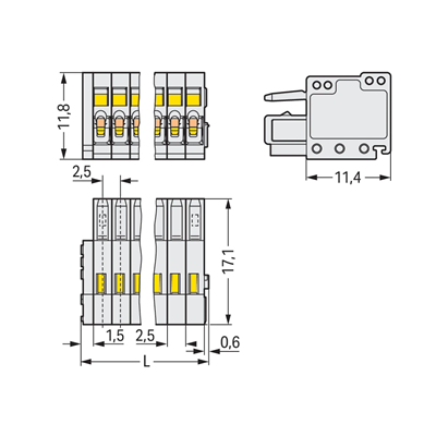 Spring plug raster 2.5mm 8-way light gray